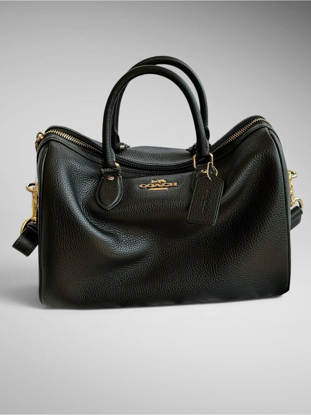 Coach Rowan Large Satchel Black Soft Pebbled Leather Gold Hardware CV960 NWT